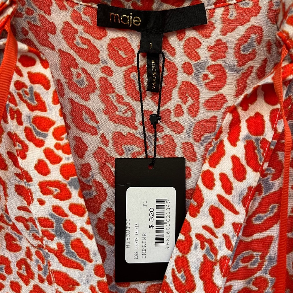 Maje chiffon leopard print orange dress - Picture 9 of 9